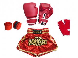 Muay Thai Kickboxing Bundle Set for Kids : 121-Red