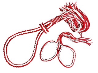 Muay Thai Mongkol Headband + Prajied Arm bands for Kids : White-Red