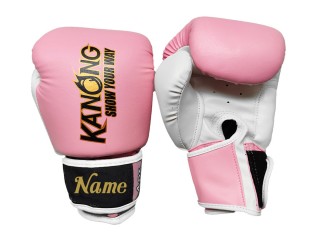 Personalised boxing gloves kids : KNGCUST-KIDS-434 Pink