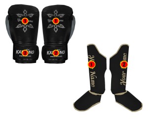 Custom Boxing Gloves + Custom Kickboxing Shin Guards