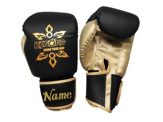 Personalised Kids Boxing Gloves : KNGCUST-KIDS-428 Black