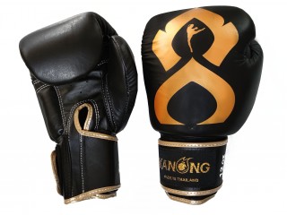 Kanong Genuine Leather Boxing Gloves : Black and Gold