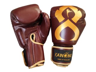 Kanong Genuine Leather Boxing Gloves : Maroon/Gold