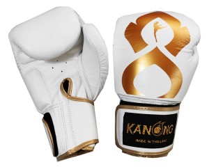 Kanong Genuine Leather Boxing Gloves : White and Gold