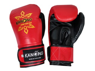 Kanong Genuine Leather Boxing Gloves : Red and Black