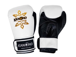 Kanong Genuine Leather Boxing Gloves : White and Black